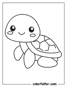 a cute little turtle with big eyes coloring page