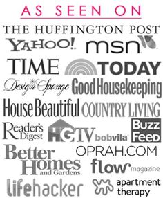 an advertisement with the words as seen on it in black and white, including different font styles