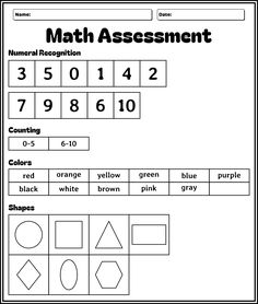 a worksheet with numbers and shapes for math