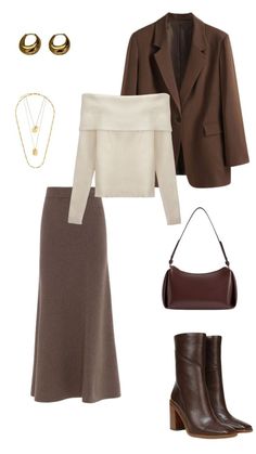 Feminine Blazer Outfit, Brown Skirt Outfit Winter, Winter Skirt Outfit With Boots, Blazer And Skirt Outfits, Winter Outfit Ideas, Everyday Fashion Outfits, Hijab Fashion Inspiration