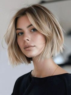 Glow Up Skin, Short Angled Bobs, Layered Thick Hair, Long Angled Bob, Bob Haircut For Round Face, Chin Length Haircuts, Chin Length Bob, Layered Bob, Skin Secrets