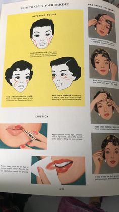 Vintage Makeup Guide, 1950s Makeup Tutorial Vintage, Everyday Vintage Makeup, 1950s Eyebrows, 1959 Makeup, Vintage Makeup Looks 1950s, 50s Makeup Tutorial, Grease Moodboard, 1950s Make Up