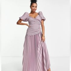 Asos Design Puff Sleeve Lace Trim Pleated Skater Dress In Mauve Love At First Scroll Pleated Design Sweetheart Neck Lace Trim Zip-Side Closure Regular Fit Skater Maxi Dress, Pleated Skater Dress, Petite Maxi Dress, Purple Maxi Dress, Petite Dress, Love At First, Neck Lace, Sweetheart Neck, Petite Dresses