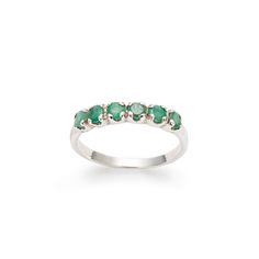 Emerald Ring set with Natural Emerald in a top grade, diamond cut & natural green color, at 3mm diameter, 1Ct combined, sourced from Burma. Half Eternity Band made of Solid 925 Sterling Silver ☞ made to last. Matching Earrings - please ask me May Birthstone - Genuine & Natural Stones ❀ Details : ♥ Each item comes in a cute GIFT BOX ✓ ♥ GUARANTEE on the materials ✓ ♥ Natural Emerald in a top grade & diamond cut (Burma) ✓ ♥ Pure Solid 925 Sterling Silver ☞ Silver Hallmark on each piece ♕ ♥ Measure Emerald Band, May Birthstone Rings, Natural Emerald Rings, Real Jewelry, Half Eternity Band, May Birthstone, Stackable Ring, Product Pictures, Eternity Band