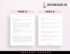 two pages with the title page 5 and page 6 on them, both in pink