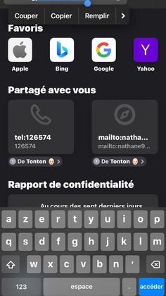 an iphone screen with different types of text and icons on the bottom right hand corner