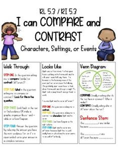 i can compare and contrast characters, settings or events in this graphic organizer for students