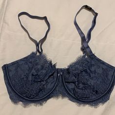 Brand New With Tags Elegant Blue Bra With Adjustable Straps, Victoria's Secret Blue Underwire Bra, Victoria's Secret Blue Partially Lined Bra, Partially Lined Blue Victoria's Secret Bra, Blue Partially Lined Victoria's Secret Bra, Balconet Bra, Victoria Secret Pink Bras, Vs Bras, Strappy Bra