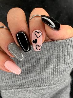 February Nails, Colorful Nails, Her Nails, Short Acrylic Nails Designs, Dipped Nails, Heart Nails