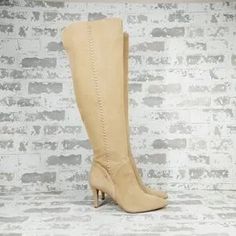 Vince Camuto | Shoes | New Vince Camuto Seselti Tan Cream Suede Overtheknee Dress Boots M536 | Poshmark Fitted Knee-length Boots For Spring, Fitted Spring Formal Boots, Fitted Formal Spring Boots, Vince Camuto Shoes, Knee Dress, Vince Camuto, Over The Knee, Dress With Boots, Leather Cord