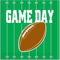 a football field with the words game day on it and an image of a football