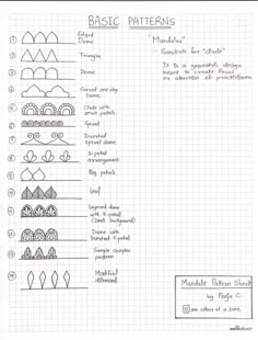 a hand drawn diagram of basic patterns