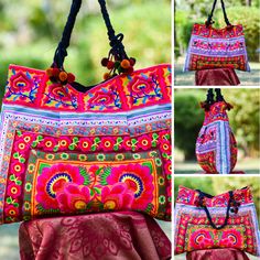 Pink Embroidered Handheld Bag, Embroidered Travel Bags For Festivals, Traditional Pink Tote Bag, Pink Handheld Embroidered Shoulder Bag, Red Embroidered Bag For Daily Use, Traditional Multicolor Bag With Removable Pouch, Traditional Pink Bags For Daily Use, Traditional Multicolor Bags With Removable Pouch, Traditional Multicolor Shoulder Bag With Removable Pouch