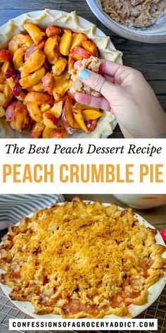 Indulge in this delicious peach crumble pie, the perfect summer dessert! With a sweet peach filling and a crunchy crumble topping, this pie is sure to be a hit at any gathering. Easy to make with just 10 minutes of prep time and even easier to enjoy, it’s a must-try for peach lovers! #homemadedessert #peachpie Peach Pie Recipes With Fresh Peaches, Fresh Peach Crumble, Peach Dessert Recipe, Peach Filling, Vegan Pie Crust, Peach Dessert