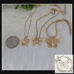 Gold Butterfly Necklace, Choose From Three Sizes, Small Medium Large Necklaces, 14k Heavy Plated Gold, For Women & Girls, High Quality #ButterflyEarrings #10kGoldButterfly #14kGoldButterfly #GiftForHer #ButterflyPendant #GiftForGirls #ButterflyJewelry #GiftForWomen #ButterflyNecklace #ButterflyCharm Gold Butterfly Charm Jewelry For Mother's Day, Gold Jewelry With Butterfly Charm For Mother's Day, Mother's Day Gold Jewelry With Butterfly Charm, Large Necklaces, Gold Butterfly Necklace, Gold For Women, Butterfly Necklace Gold, Oak Forest, Large Necklace