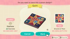 the screen shows an app for quilting and other crafting items, including a patchwork square