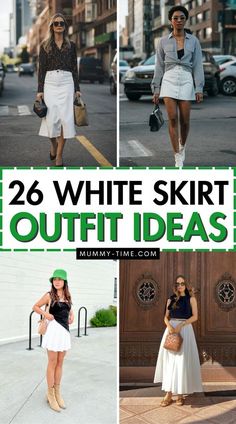 A Line Skirt Outfits, White Skirt Summer, Aline Midi Skirt, How To Wear White Jeans, White Jean Skirt, Short Skirts Outfits