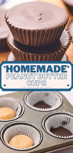 homemade peanut butter cupcakes with chocolate frosting in the middle and on top