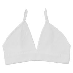 White v neck bralette with thin straps V-neck Crop Top With Built-in Bra For Beach, V-neck Halter Top, Bra Friendly, Seamless V-neck Beach Bra, Seamless V-neck Bra For The Beach, Summer V-neck Bra, Trendy Seamless Triangle Top Bra, Seamless V-neck Bra For Summer, Bra Friendly Triangle Crop Top In Solid Color, Stretch V-neck Bra