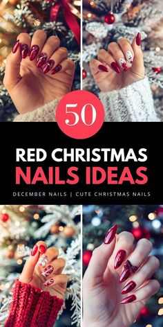 Combine cuteness and simplicity with Red Christmas Nails. Discover December designs like Candy Cane Nails and Easy Christmas styles, perfect for Gel and Acrylic applications. Save this pin to your "Simple Nail Art" board and check out the article for more ideas.