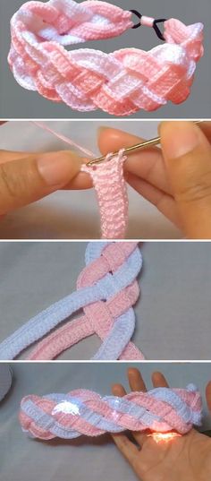 the instructions for how to make a crochet headband with yarn and scissors