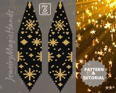 the pattern and instructions for this beaded bookmarks are shown in gold stars