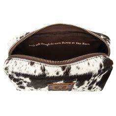 STS Ranchwear Cowhide Cosmetic Bag ACCESSORIES - Luggage & Travel - Cosmetic Bags STS Ranchwear Teskeys Nfr Fashion, Western Bag, Cowgirl Accessories, Dance In The Rain, Western Lifestyle, Small Cosmetic Bags, Vintage Clutch, Leather Accents, Antique Metal