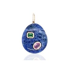 14k Sodalite Pendant 14k Yellow Gold Accents Blue Sodalite Bezel Set Emerald and Pink Tourmaline 1.125" long from top of bail Blue Sodalite, Pink Tourmaline, Bezel Setting, Ring Bracelet, Gold Accents, Tourmaline, Necklaces Bracelets, Emerald, Gift Card