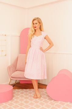 "Pink Gingham Dress Pink Plaid Dress Pink Checker Dress Pink Pin Up Dress Rockabilly Dress Sundress Pink Women Summer Dress Pink Party Dress ✂ This item is made to order. If you would like to have it in a different color or print, just choose from any of our available fabrics in our shop. ✂ For custom sizing, please see our FAQ below or message us for details. 👗 To view other dress patterns : https://etsy.me/2TwkanN 🌈 For more fabric options : https://etsy.me/36v3McI Gorgeous keyhole neckline Gingham Dress With Short Sleeves For Garden Party, Spring Rockabilly A-line Dress, Spring A-line Rockabilly Dress, Retro Gingham Dress For Spring, Retro Gingham Plaid Dress For Spring, Retro Plaid Dress For Spring, Retro Gingham Plaid Spring Dress, Vintage Gingham Plaid Knee-length Dress, Gingham Short Sleeve Midi Dress For Picnic