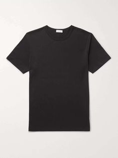 Shop SUNSPEL Slim-Fit Cotton-Jersey T-Shirt, Explore the latest in-season SUNSPEL collection today on MR PORTER Adidas Originals Sneakers, Plain Tshirt, Prada Shoes, T Shirt For Men, Mr Porter, A P, Down Jacket, Black Cotton, Wardrobe Staples