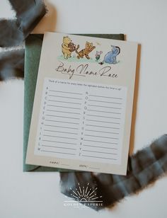 a baby shower game with winnie the pooh characters