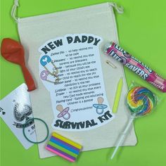 the new daddy survival kit includes candy, lollipops and other crafting supplies