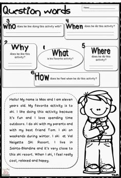 a worksheet for reading and writing with the words question, which is what?