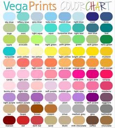 the color chart for vega prints