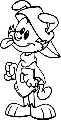 an image of a cartoon character that is outlined in black and white, with no background