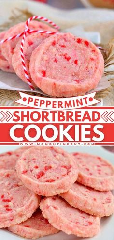 peppermint shortbread cookies on a white plate