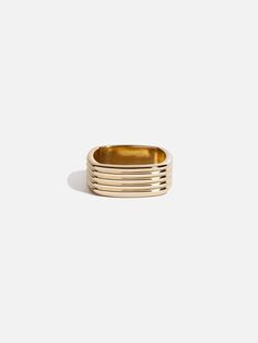 Coil Ring Luxury Thick Band Stackable Rings As Gift, Wide Band Stackable Rings For Formal Occasions, Stackable Rectangular Rings For Formal Occasions, Formal Rectangular Stackable Rings, Luxury Thick Band Ring As Gift, Gold Stackable Rectangular Rings, Gold Rectangular Stackable Rings, Selin Kent, Five Rings