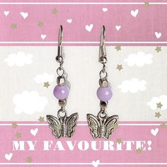 Silver colored Butterfly charm drop earrings. With up-cycled /repurposed lavender colored beads. Colored Butterfly, Butterfly Charm, Lavender Color, Jewelry Earrings Dangle, Etsy Earrings, Dangle Drop Earrings, Dangle Earrings, Lavender, Jewelry Earrings