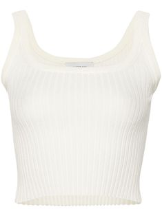 cream white ribbed knit scoop neck sleeveless cropped straight hem White Ribbed Scoop Neck Tank Top, Chic Cropped Ribbed Tank Top, Chic White Ribbed Crop Top, White Ribbed Scoop Neck Crop Top, White Ribbed Crop Top Tank, Chic White Ribbed Tank Top, White Ribbed Crop Top Tank Top, Chic White Scoop Neck Crop Top, City Dress