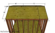 the top section of a small wooden structure with measurements for the sides and bottom part