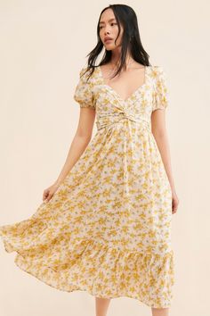 Rent Twist Bust Tie Back Dress from Nuuly. Pick 6 items for $98/month. Free shipping + returns. Fitted V-neck Maxi Dress For Daytime, Feminine Yellow Midi Dress For Day Out, Chic Floral Print Maxi Dress With Empire Waist, Chic Floral Print Empire Waist Maxi Dress, Fitted Empire Waist Maxi Dress For Brunch, Summer Brunch Dress With Empire Waist, Chic Empire Waist Dress For Garden Party, Vacation Empire Waist Midi Dress, Feminine Empire Waist Dress For Brunch