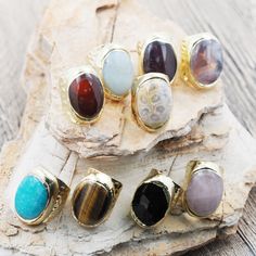 *Here is the best place to shop fashionable, stylish jewelry with premium quality and competitive price!We specialize in LARGE BULK ORDERS and can offer WHOLESALE PRICING - please ask if you have any questions. https://www.etsy.com/shop/ZhenAiaDesigns *Description: Adjustable ring, amethyst ring, natural jade ring, bohemian ring, 24K gold edge filled coral stone ring, DIY crafts *Quantity:1pcs/5pcs/10pcs/package *Material:Nickel Free Brass Plated  Size: *Quantity:1pcs/5pcs/10pcs/package *Color:O Gold Crystal Ring With Natural Stones, Gold Moonstone Open Ring With Natural Stones, Gold Spiritual Rings With Gemstone Accents, Gold Open Ring With Natural Stones, Spiritual Gold Rings With Gemstone Accents, Bohemian Adjustable Crystal Ring With Gemstone Accents, Gold Crystal Ring With Gemstone Accents, Gold Crystal Open Ring With Gemstone Accents, Bohemian Gold Rings With Large Stone