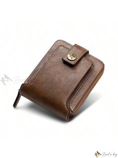 Bird in Bag - Premium Mens European-American Retro Multifunctional Short Wallet - Zippered, Buckled, and Tri-Fold Card Holder - Stylish PU Leather Coin Wallet with Cash Storage Casual Brown Wallet With Zipper Pocket, Brown Trifold Wallet With Pockets For Daily Use, Casual Brown Wallets With Zipper Pocket, Casual Brown Card Holder With Coin Pocket, Brown Trifold Wallet With Pockets, Brown Bifold Wallet With Pockets, Brown Bifold Wallet With Zipper Pocket, Vintage Brown Bifold Wallet With Coin Pocket, Rectangular Brown Coin Purse With Zipper Pocket