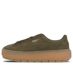 (WMNS) PUMA Suede Platform Trace 'Olive Night' 365830-03 (SNKR/Skate/Light/Unisex/Low Top/Non-Slip) Puma Suede, Stylish Sneakers, Low Top, Perfect Pair, Sneakers, Quick Saves