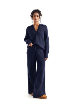 Fabric type 50% Viscose, 22% nylon, 28% Polyester Feature Comfy ultra soft, 4-way stretchy, Slouchy cozy pajamas loungewear sets Ribbed collar, cuffs and hem,Long Sleeve pullover tops, Loose fit This knitted matching set are perfect for casual, lounge, home, going out, travel, street wear and everyday wear