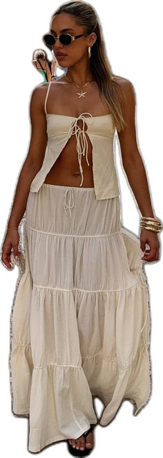 Bohemian Maxi Skirt For Beach In Spring, Maxi Length Skirt For Spring Vacation, Maxi Skirt For Spring Vacation, Breezy Maxi Length Summer Bottoms, Breezy Maxi Length Bottoms For Summer, Breezy Maxi Summer Bottoms, Spring Vacation Maxi Skirt, Summer Day Out Maxi Skirt With Elastic Waistband, Breezy Maxi Skirt With Elastic Waistband For Vacation