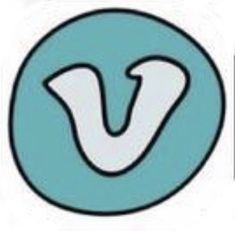 the letter v in a blue circle with an arrow pointing up to it's center