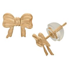 Tiara Kid's Bow Tie Stud Earrings in 14K Yellow Gold Sisterhood Outfits, Accessories Png, Prom Bouquet, Target Store, Small Earrings Gold, Earring Inspo, Preppy Jewelry, Kids Bow Ties, Baby Earrings