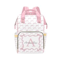 Personalized Diaper Bag, Baby Bag, Pink Bows Personalized Backpack, Roses Multiuse BackPack, Expecting Mom Gift, Custom Diaper Bag ♥ WHY IT'S A GREAT BUY? Forget the traditional baby shower gifts! Give a personalized diaper bag that is oh so convenient and practical. This versatility bag can be used as a back pack and be carried over your shoulder with its adjustable straps. There's enough room for all baby necessities like diapers, extra clothes, bottles, etc.  With so many extra pockets, folds Traditional Baby Shower, Extra Clothes, Nappy Bags, Backpack Diaper Bag, Expecting Mom Gifts, Personalized Backpack, Baby Necessities, Pink Bows, Baby Diaper Bags