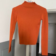 Showpo Orange Turtleneck Sweater Top - Size 4 - Never Worn Fitted Orange Solid Color Top, Trendy Orange Winter Tops, Orange Fitted Trendy Sweater, Fitted Trendy Orange Sweater, Trendy Fitted Orange Sweater, Orange Tops For Fall, Orange Top For Fall, Fitted Orange Winter Tops, Orange Solid Color Tops For Fall